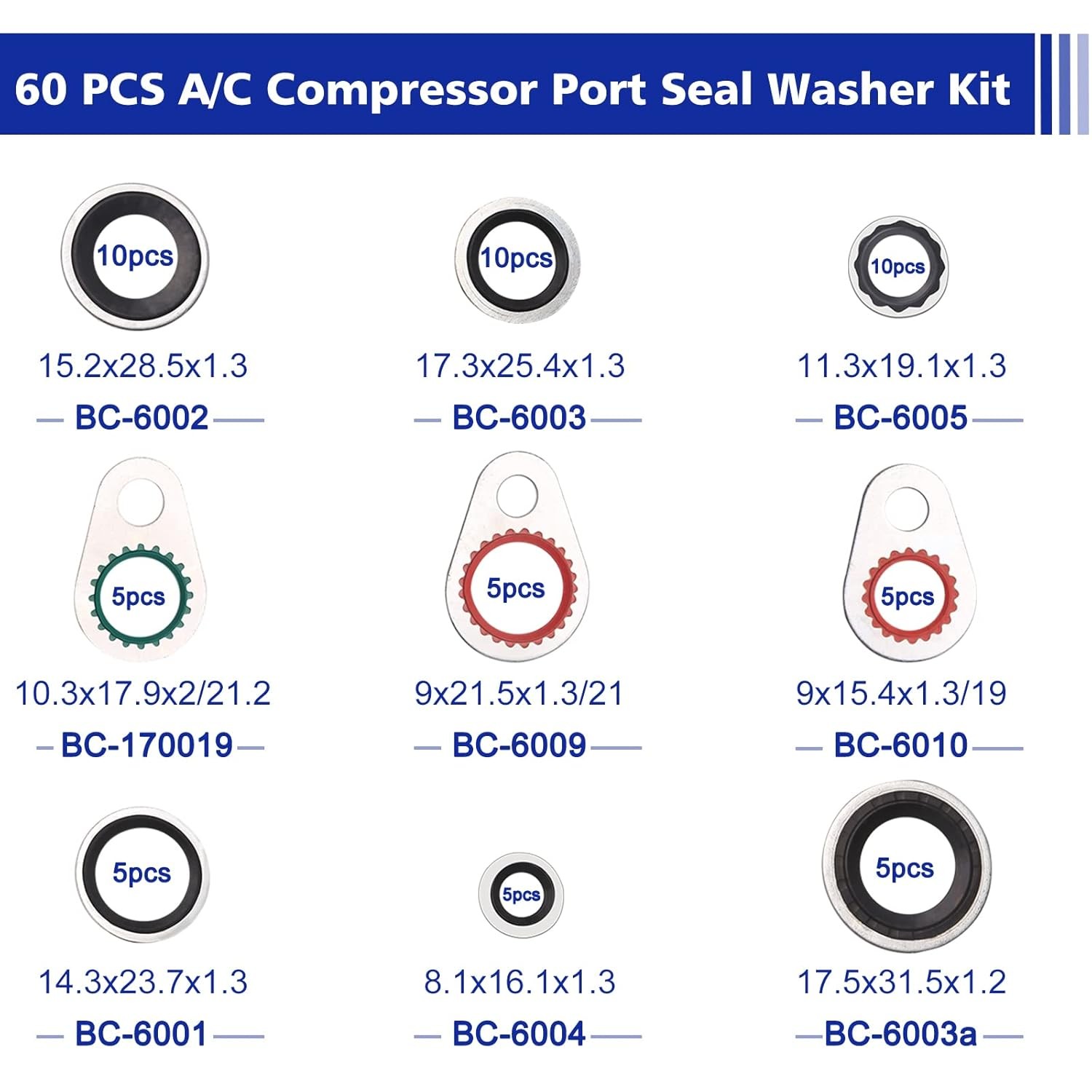 A/C System Compressor Gasket Seals Air Conditioning Port Seal...