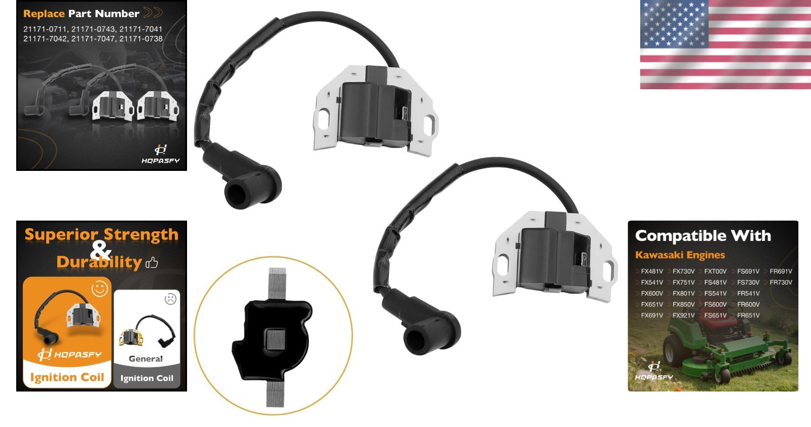 High-Quality Replacement Ignition Coils for Kawasaki Engines - 2-Pack Efficiency