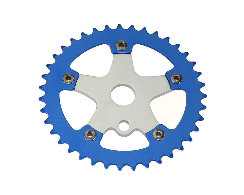 Bike Alloy Chainring 1/2 X 1/8 39t Blue/Chainring Sliver/Spider.
