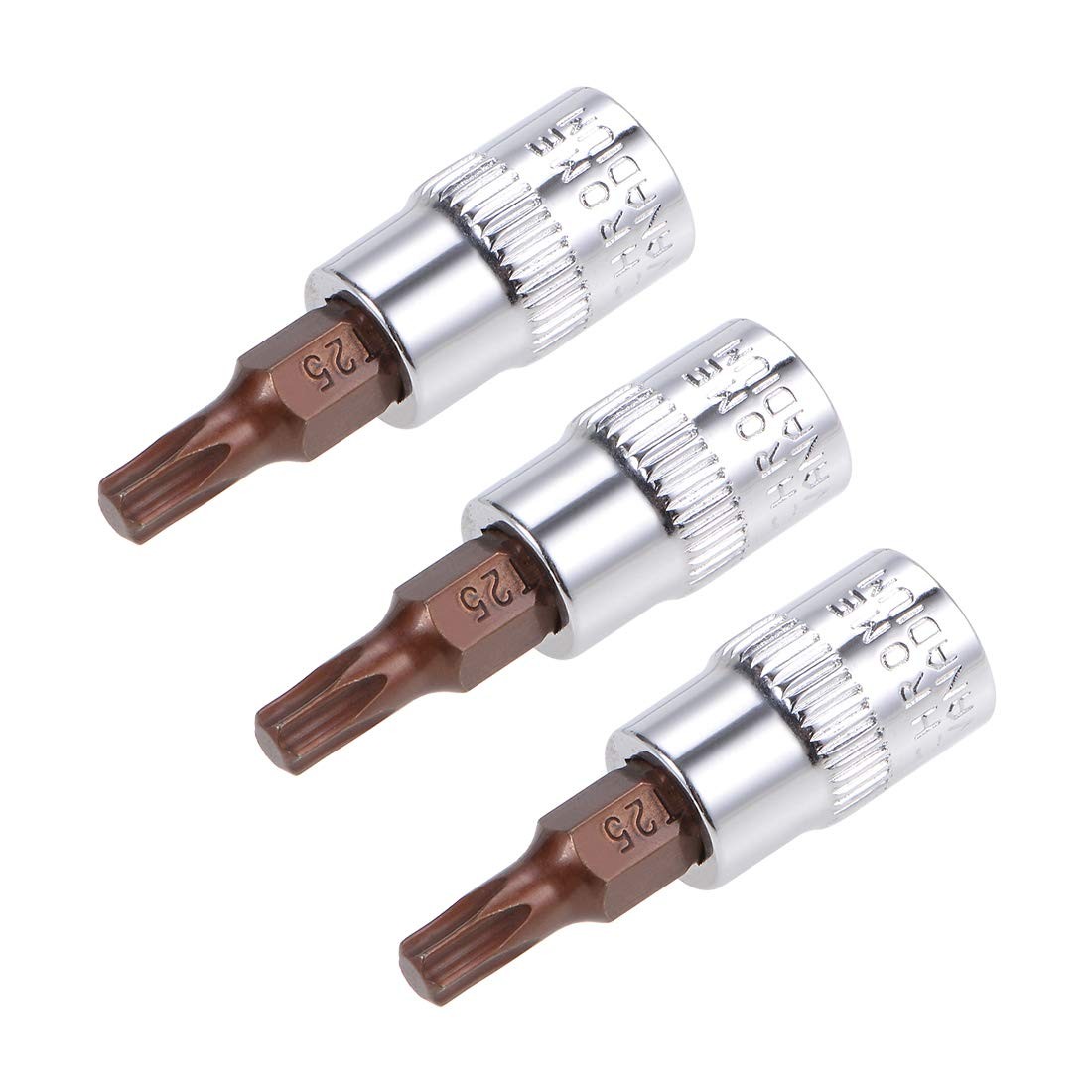 uxcell 3pcs 1/4" Drive x T25 Torx Bit Socket, S2 Steel Bits CR-V Sockets