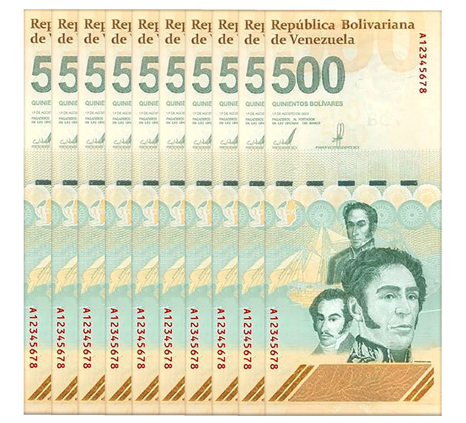 Lot of 10 Venezuela 500 DIGITALES Banknote 2023 UNC Bolivars Uncirculated