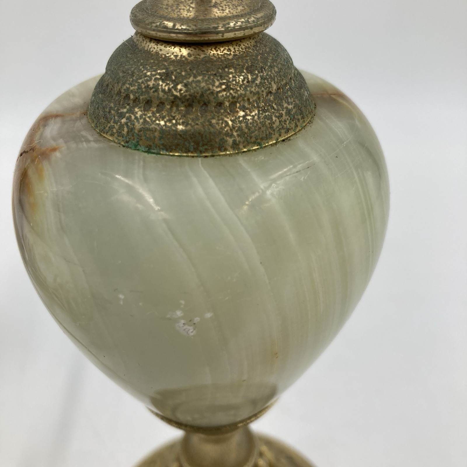 Vintage Brass & Stone Table Lamp Traditional Classical 27cm