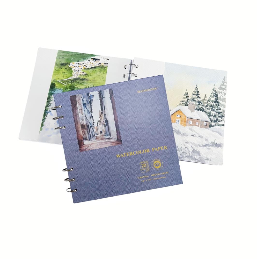 MAIMOUFIN Watercolor Journal,100% Cotton Paper, 7.6" x white