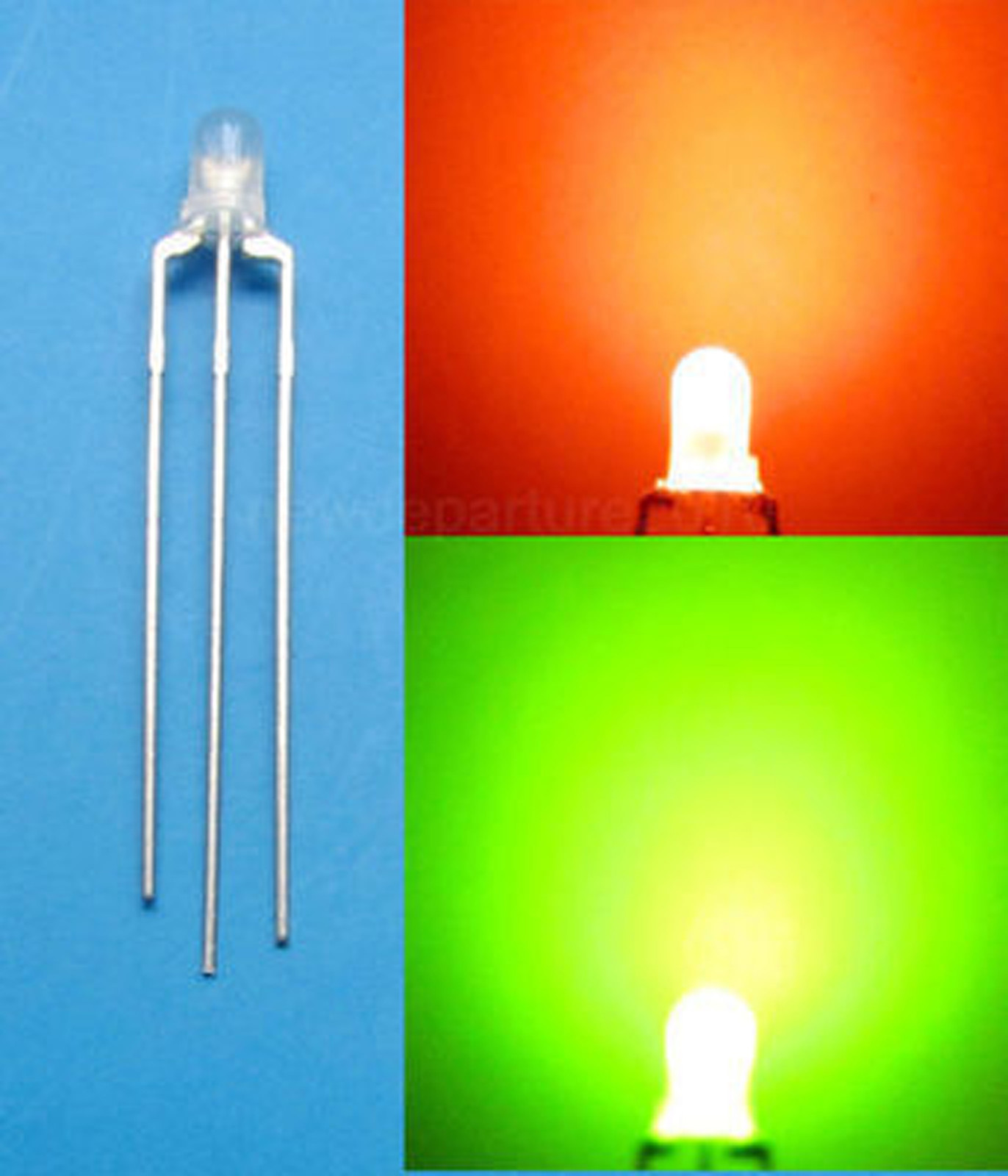20Pcs 3mm Dual Bi-Color Red/Green diffused 3 Pin LED Common Cathode