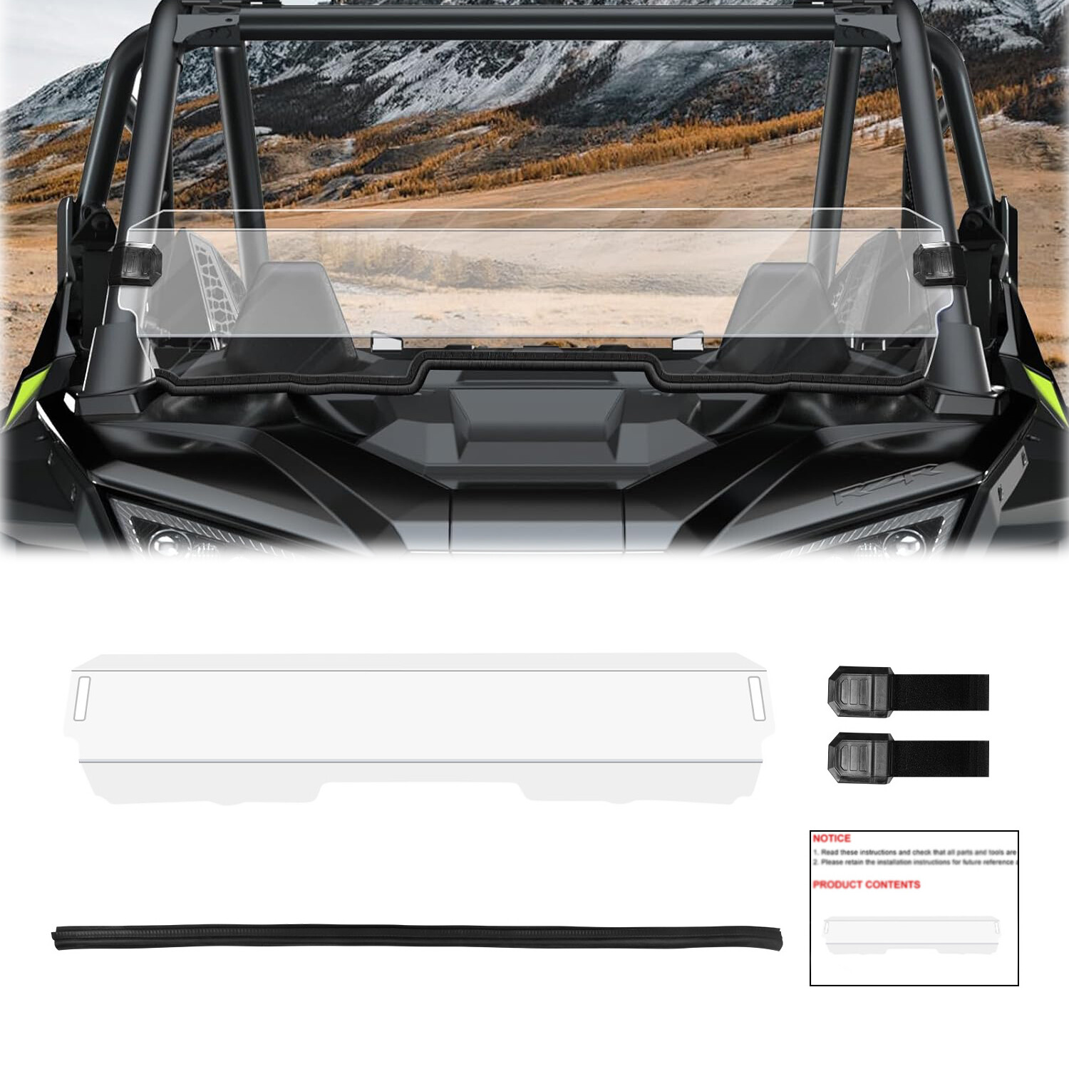 Front Windon For Polaris RZR PRO XP /4 RZR Turbo R 2020-2024 UTV Half Windshield