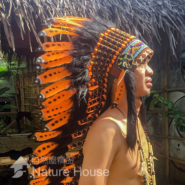【Import Tax Required】Handmade Indian Chief Headdress Decorative Costume Headpc