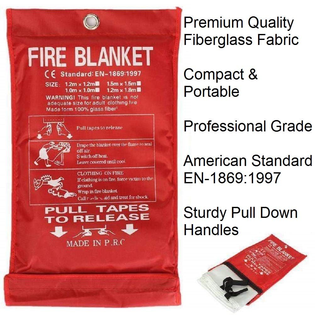 Emergency Fire Blanket for Home and Kitchen - 2 Pack - Fire Blankets Emergenc...