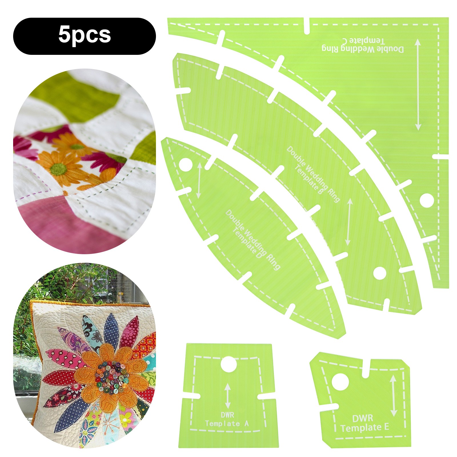 5PCS Double Wedding Ring Quilting Templates for Quilters DIY Sewing Crafts Ruler