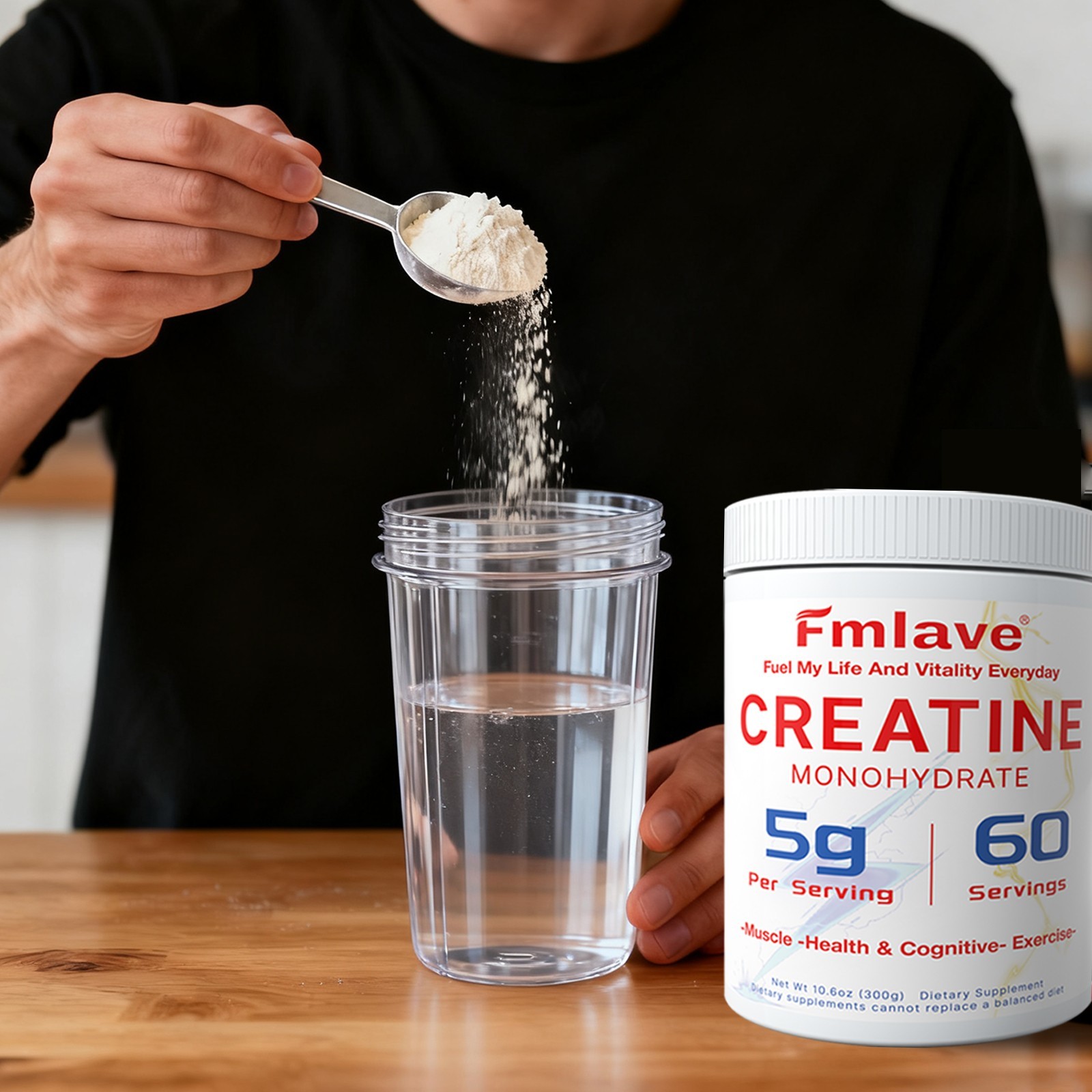 Fmlave Creatine Monohydrate 5g Micronized Creatine 10.58oz - 60 Serving Non-GMO