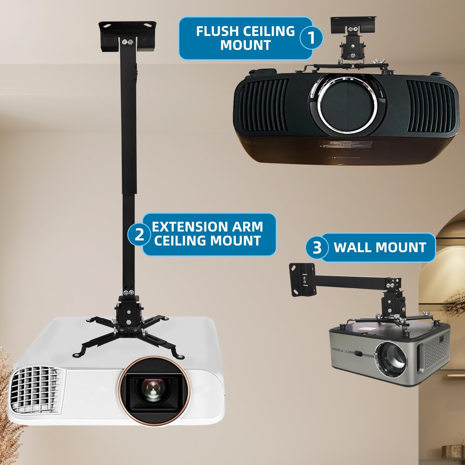 Solarsea Projector Mount,Ceiling Wall Mount, Universal Projector Mount with 2...