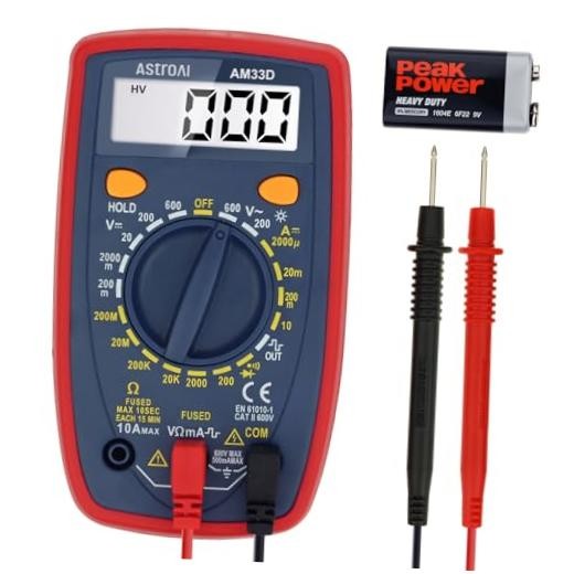 Digital Multimeter Tester 2000 Counts with DC AC Voltmeter and Ohm Volt Blue