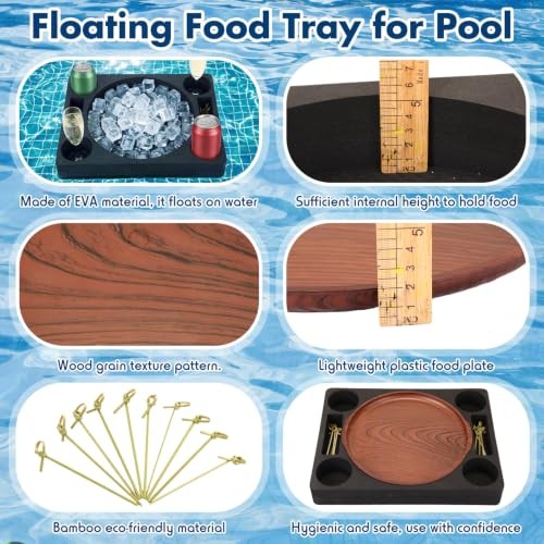 6x3 Floating Refreshment Table Tray for Pool with.8" Charcuterie 1 Black