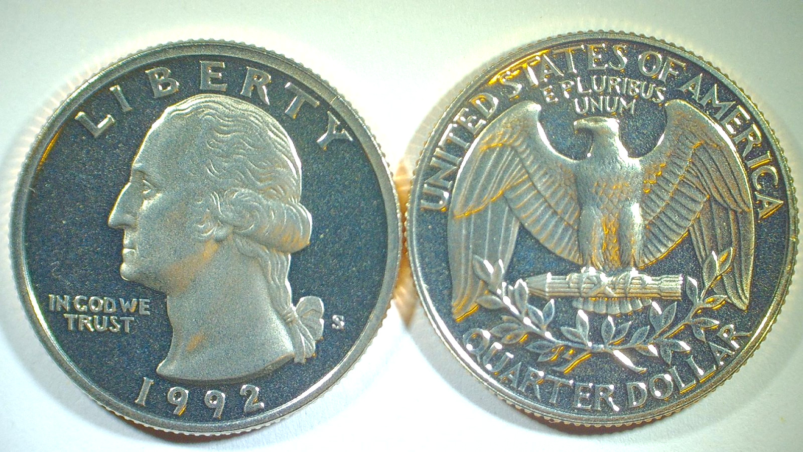 WORLD COIN SALE-1992 S UNITED STATES WASHINGTON SOUVENIR DCAM AU QUARTER KM#164a