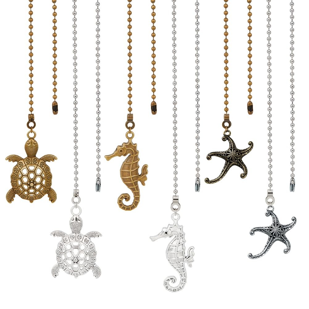6 Styles Ocean Theam Ceiling Fan Pull 14 Inch Long Chain Extension Turtles Se...