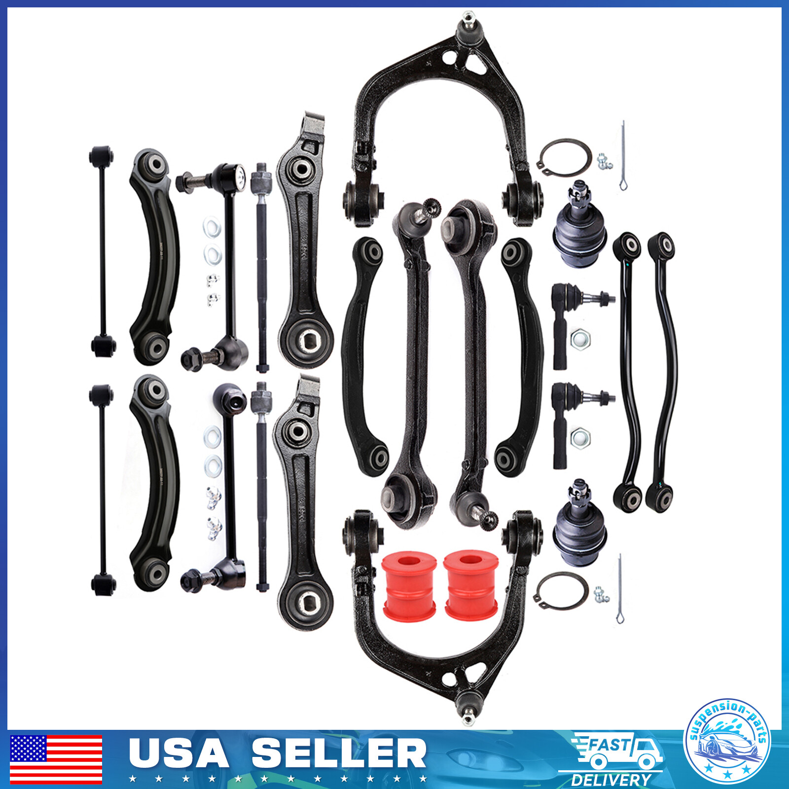 Front & Rear Upper Lower Control Arm Suspension Kit For 2006-2010 Dodge Charger