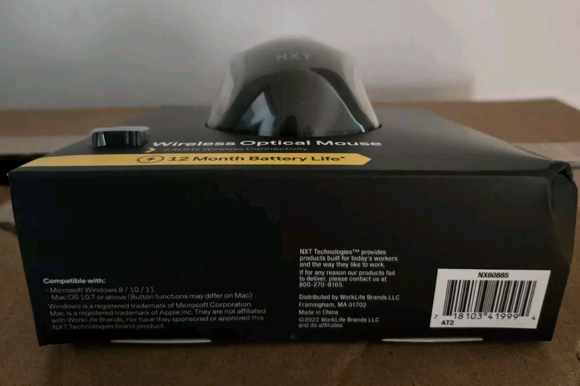 NXT Technologies Wireless Optical USB Mouse Black NX60885 New Sealed Box