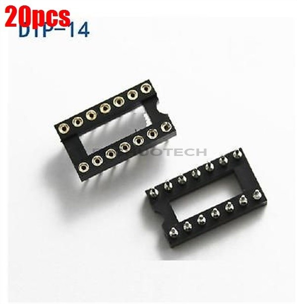 20pcs Type Round Gold Plated Machined Dip Socket Adaptor 14Pin NEW ES *HH