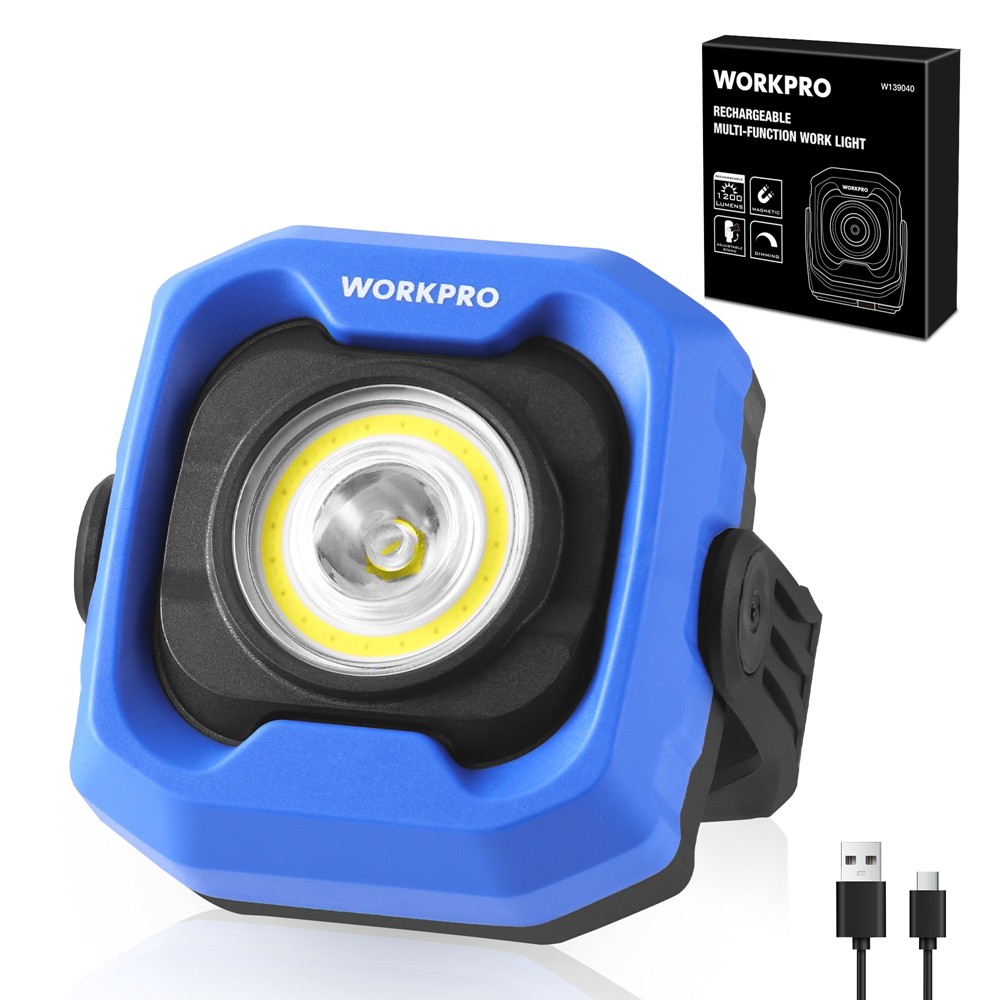 WORKPRO 1200LM LED Magnetic Light Rechargeable Work Light Portable Flood Lamp