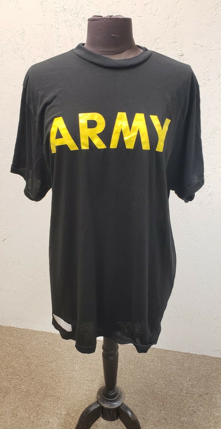 USGI Black Army Physical Fitness Uniform APFU PT Short Sleeve T-Shirt Medium