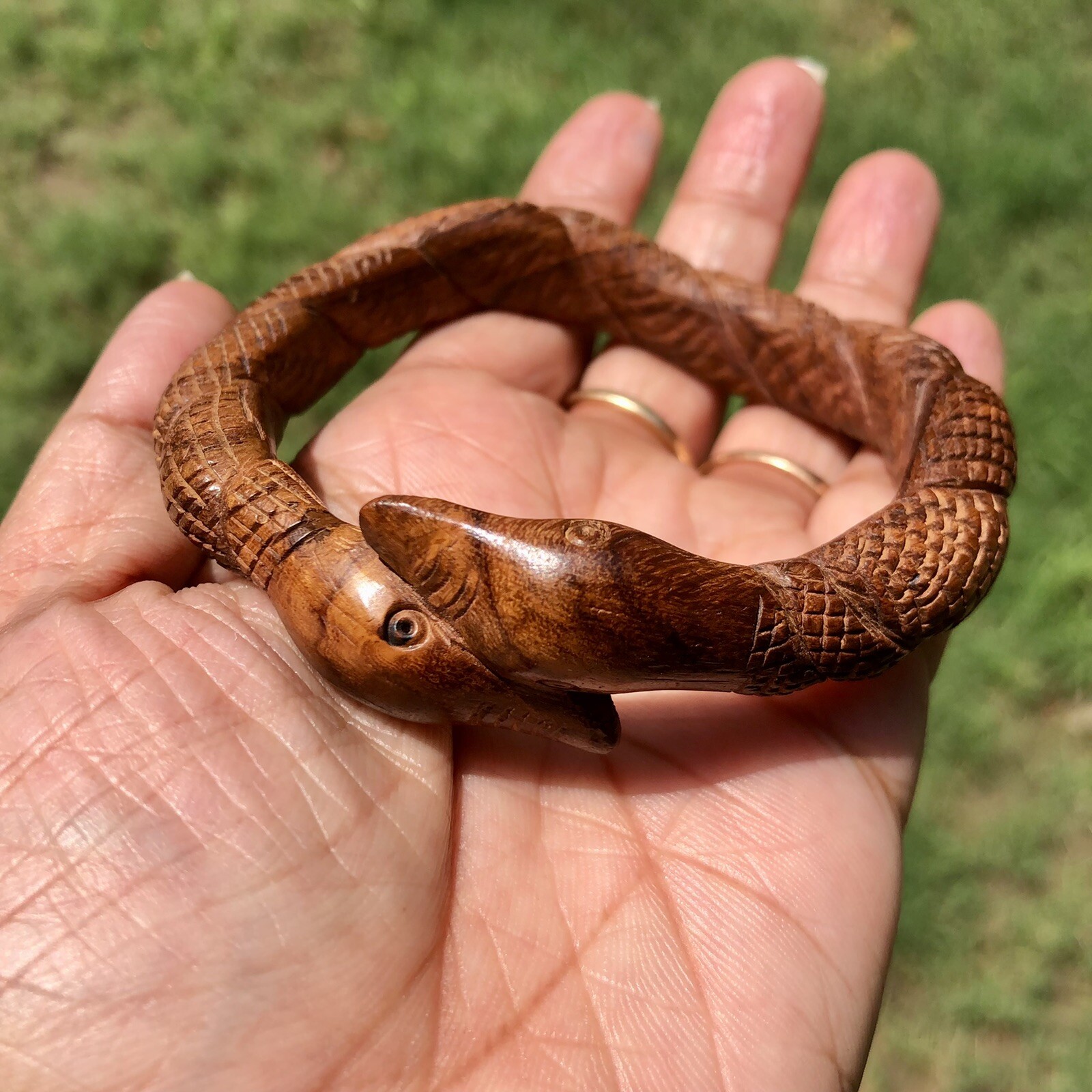 Kadamb Wood Cobra Snake Bangle Bracelet, Statement Jewelry, Handmade 62 mm Dia