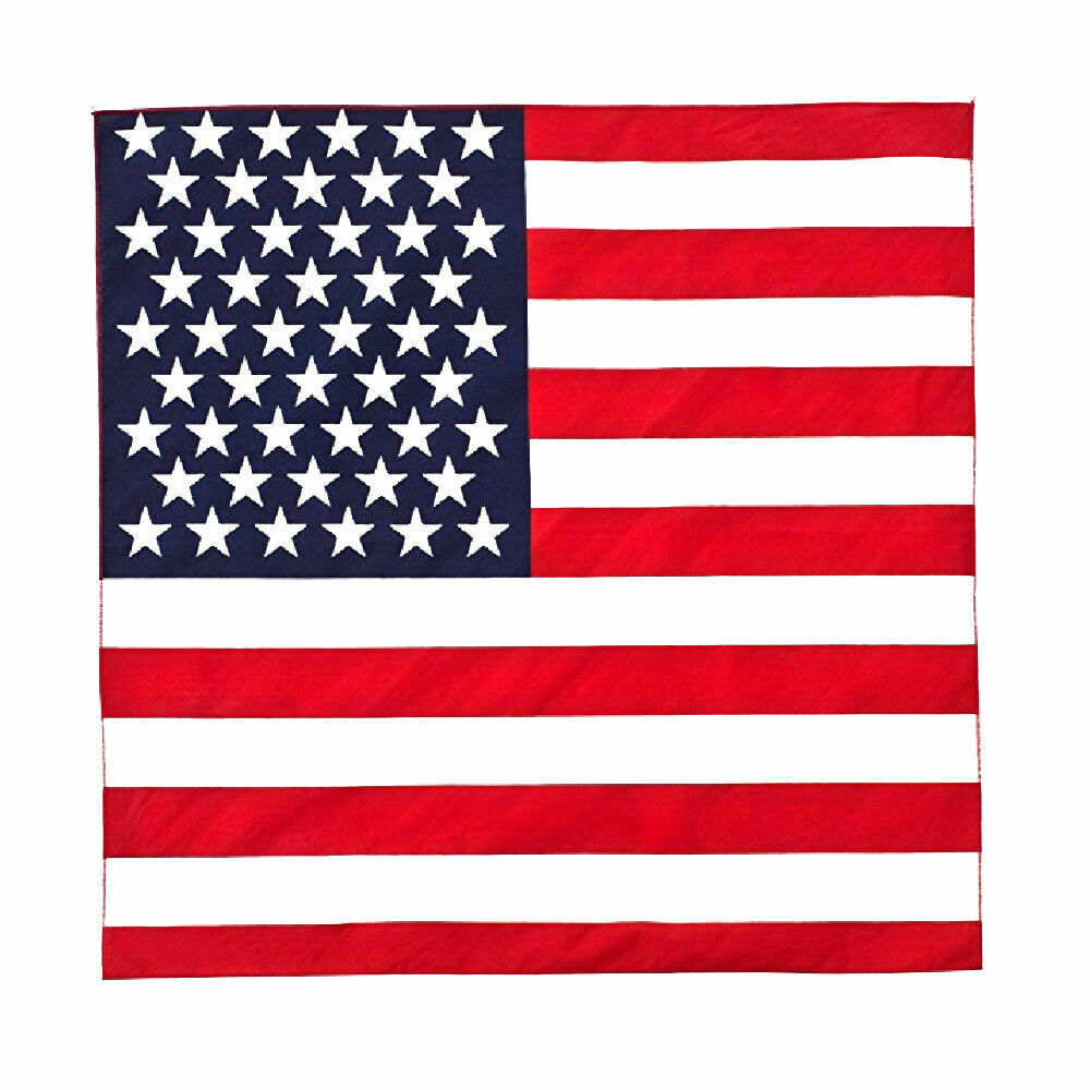 12 USA American Flag Bandanas 100% Cotton 22" Bulk Wholesale Packs Dozen Bandana