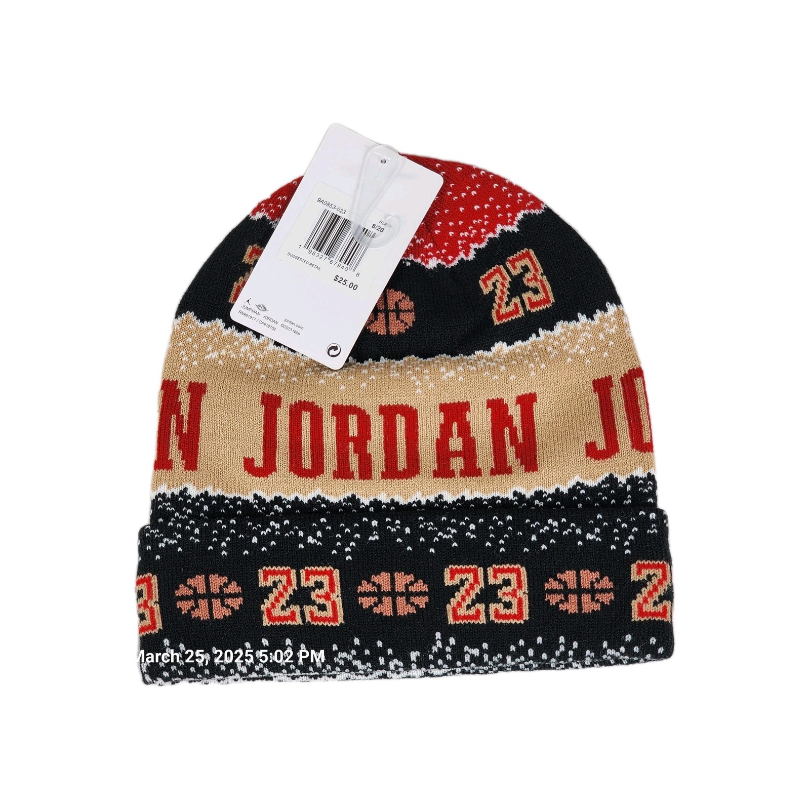 Jordan Beanie Kids Size 8-20 #23 Logo Chicago Bulls Michael 9A0853-023 New Knit