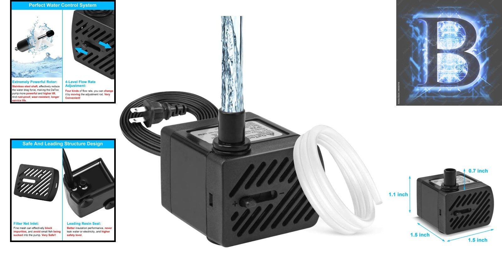 Efficient 50GPH Mini Submersible Pump - Perfect for Fish Tanks & Water Features