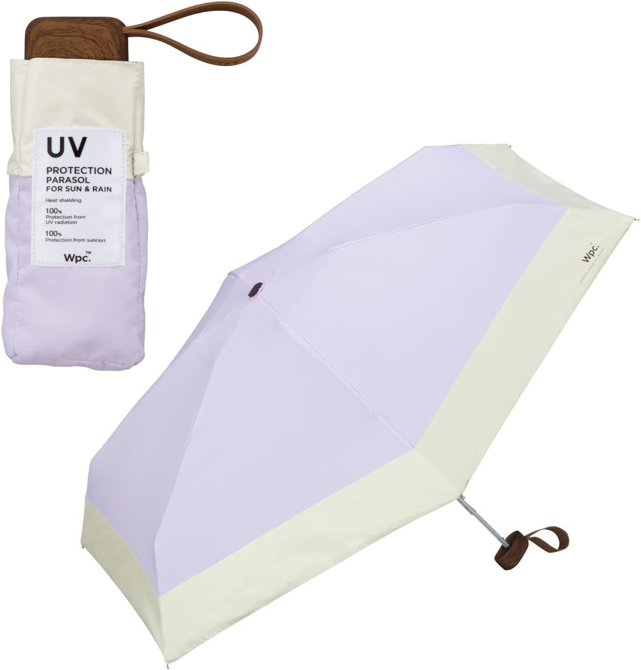 Wpc UV Protection Parasol Sun&Rain Lavender 47cm 210g UV Shield 100% UPF50+