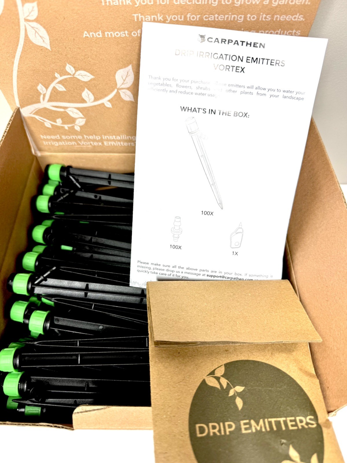 CARPATHEN 100 Drip Irrigation Emitters 1/4" Vortex Adjustable Fan Sprayer