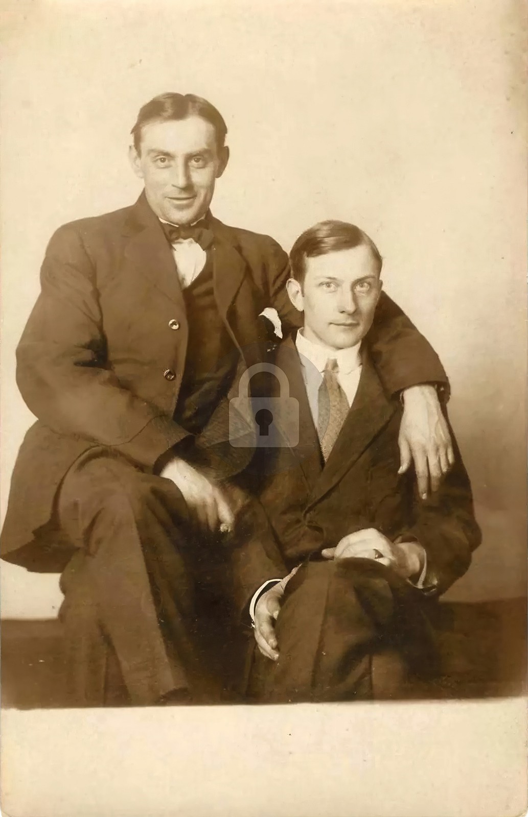 Two Dapper Men Affectionate Pose Gay Interest RPPC Photo Postcard COPY