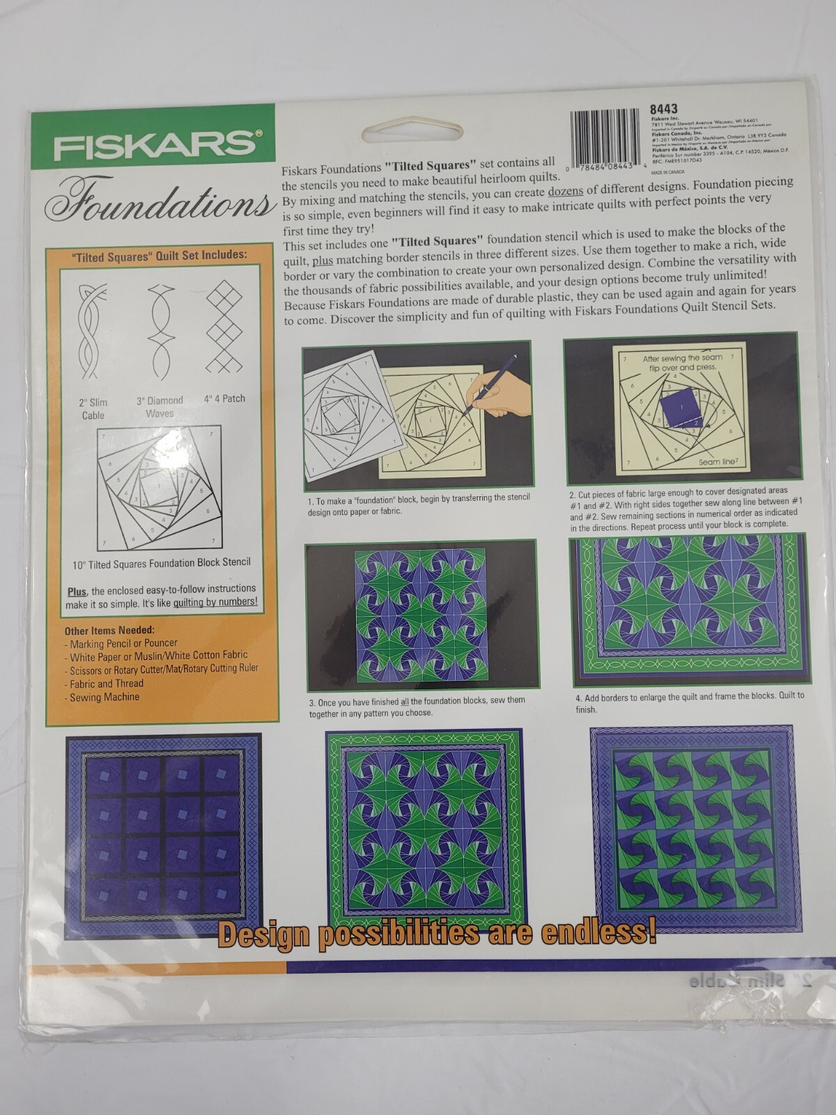 Fiskars Foundations Complete Quilt Stencil Set Tilted Squares NIP #8443