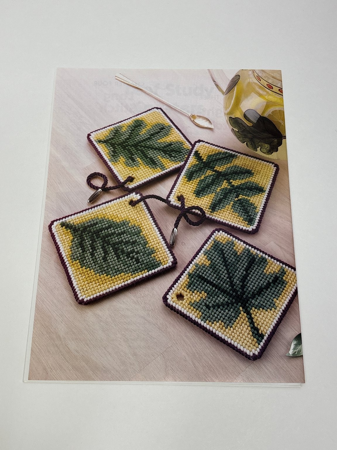 Leaf Study Coasters Plastic Canvas Pattern Book Pages