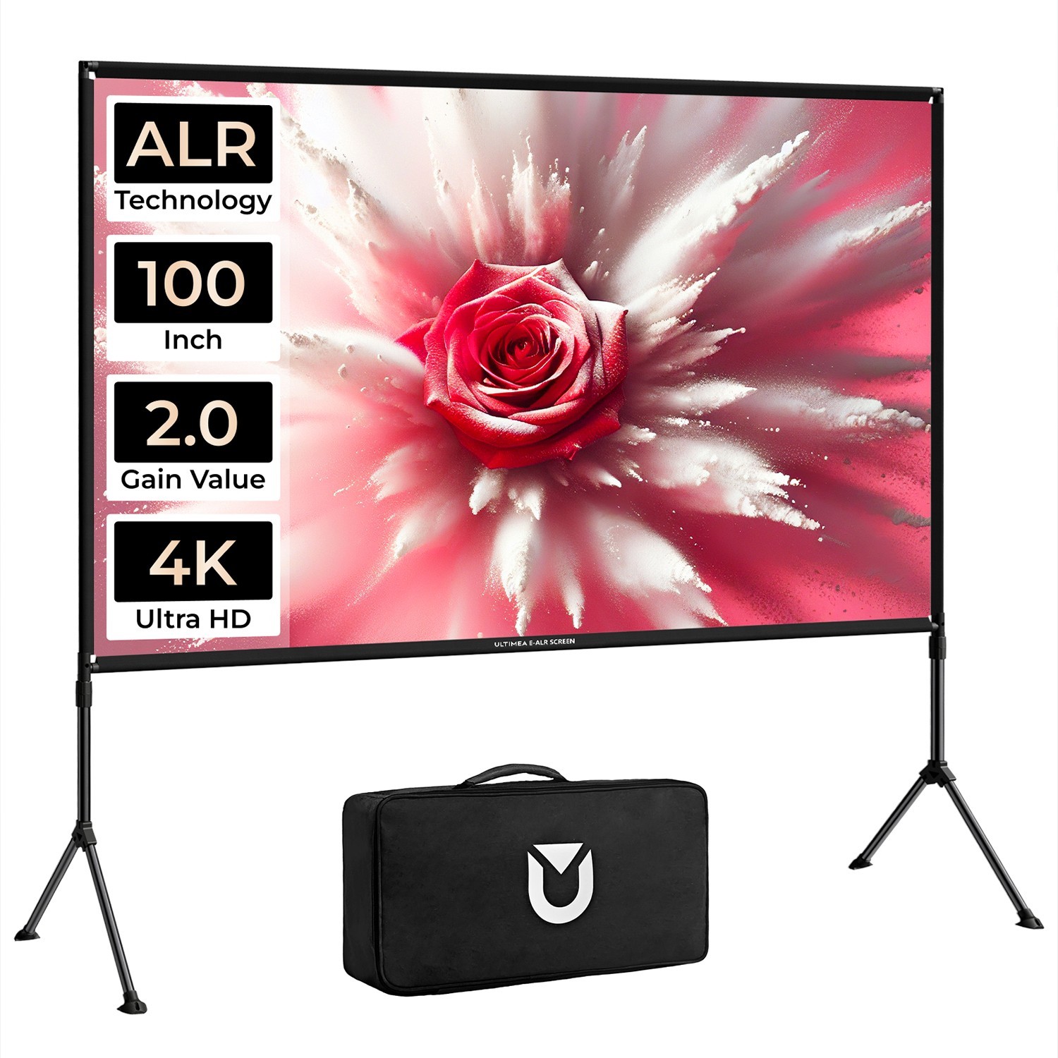 ULTIMEA 100" Outdoor Projector Screen w/ Stand, Portable Anti-Glare Movie Screen