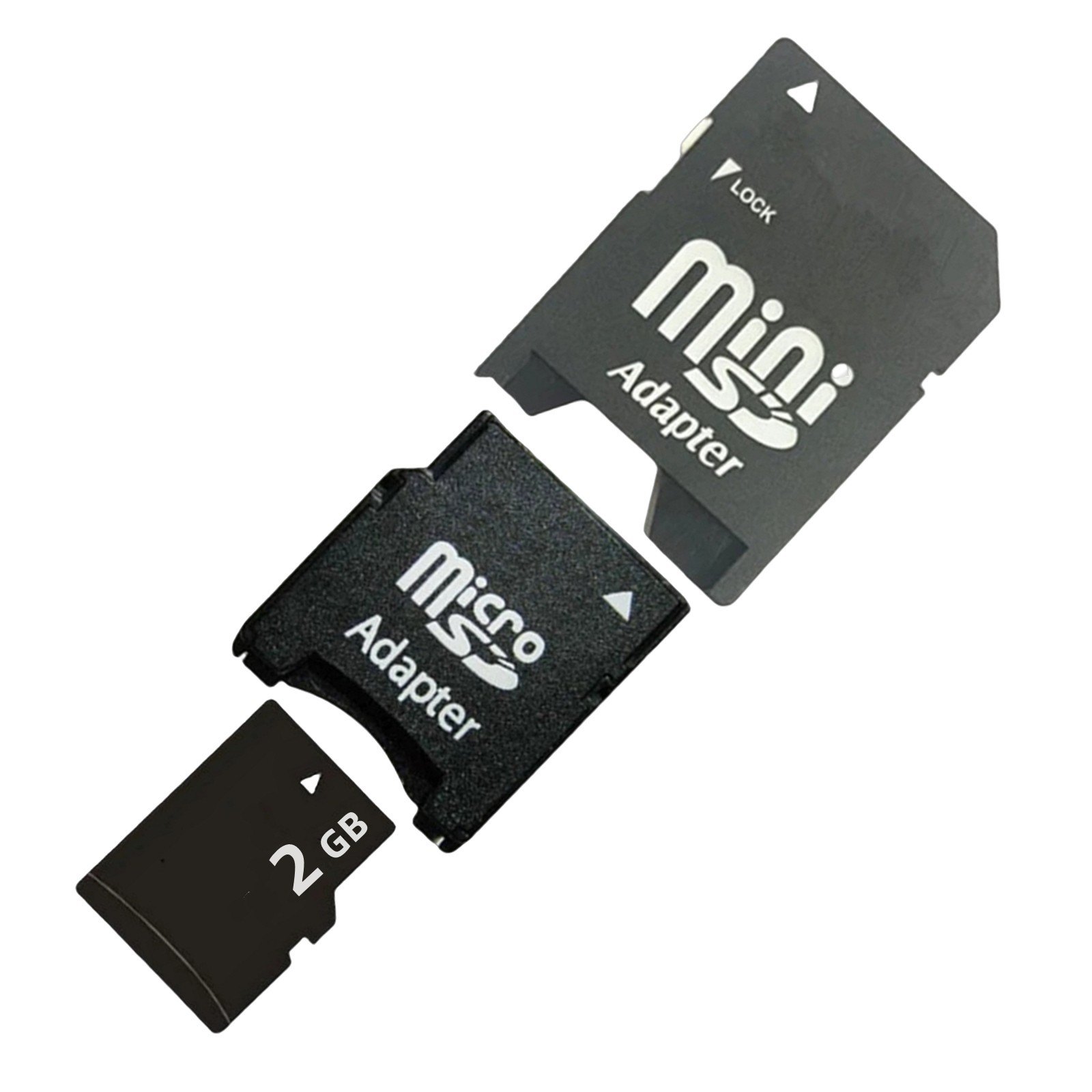 2GB TF Micro SD Card+TF Card to MiniSD Card Adapter+Mini SD Card to SD Adapter