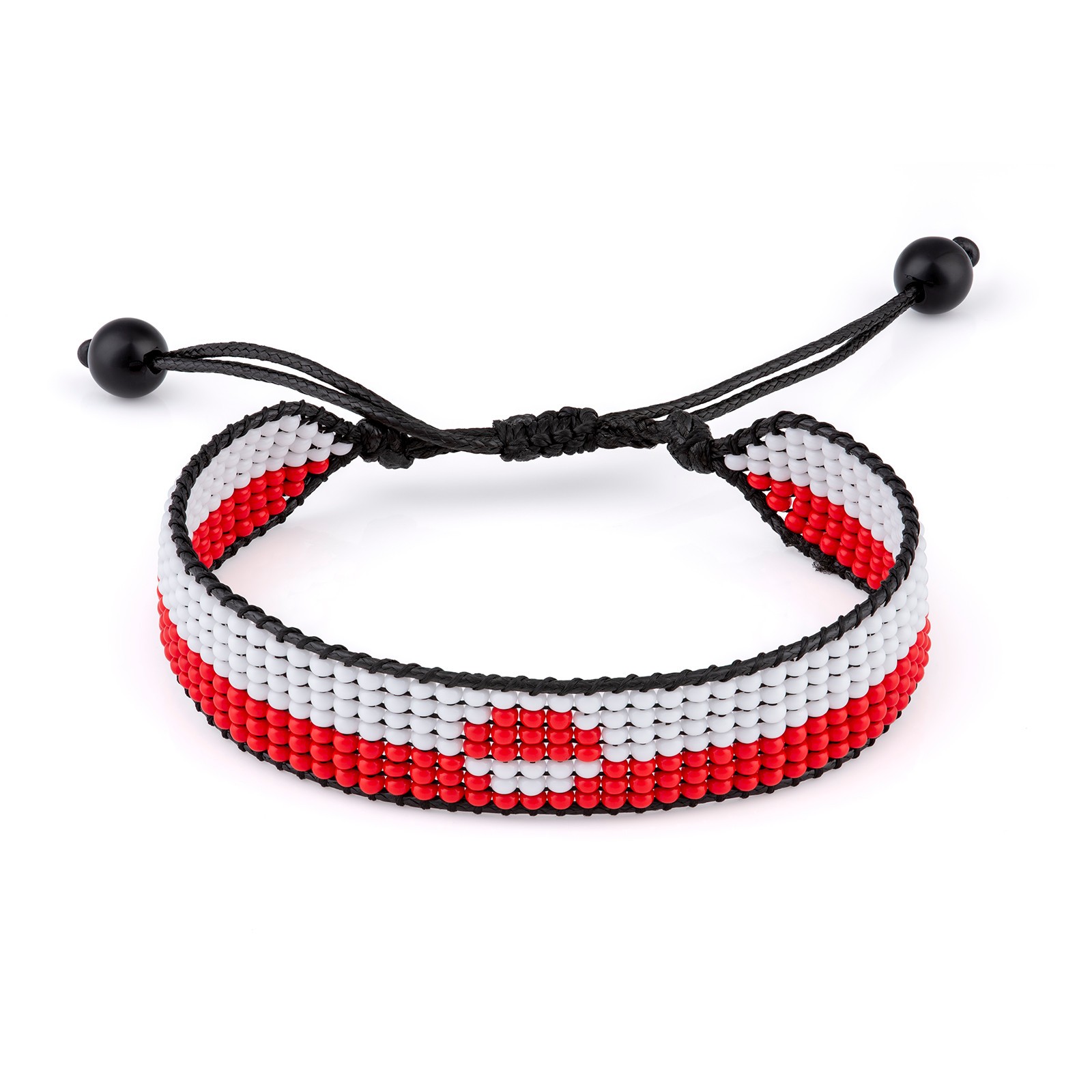 Greenland Flag Bracelet:  Adjustable Beaded String, Handmade Boho Jewelry Gift.