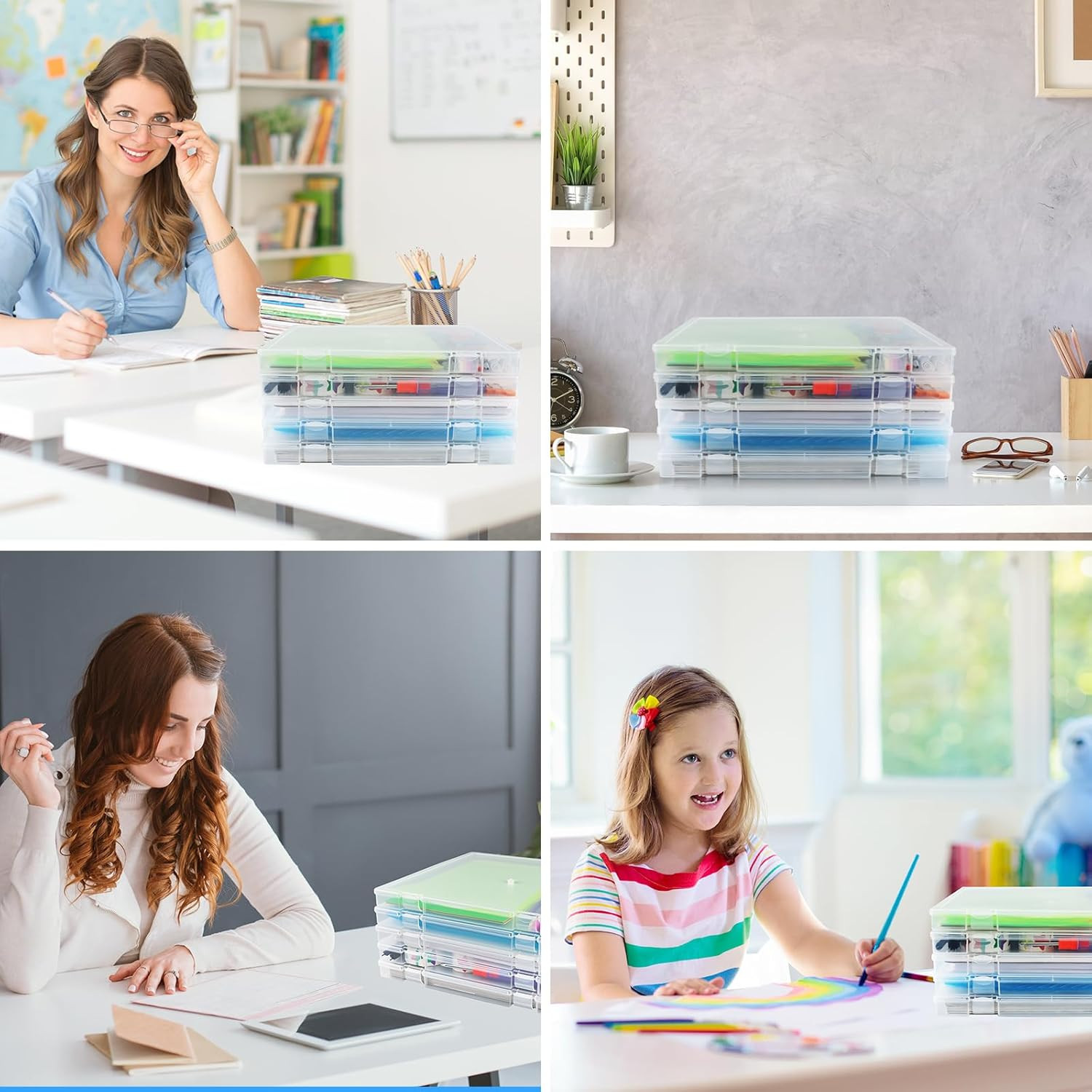 12X12'' Scrapbook Paper Storage, 5 Pack Board Game Storages, Stackable Paper Sto
