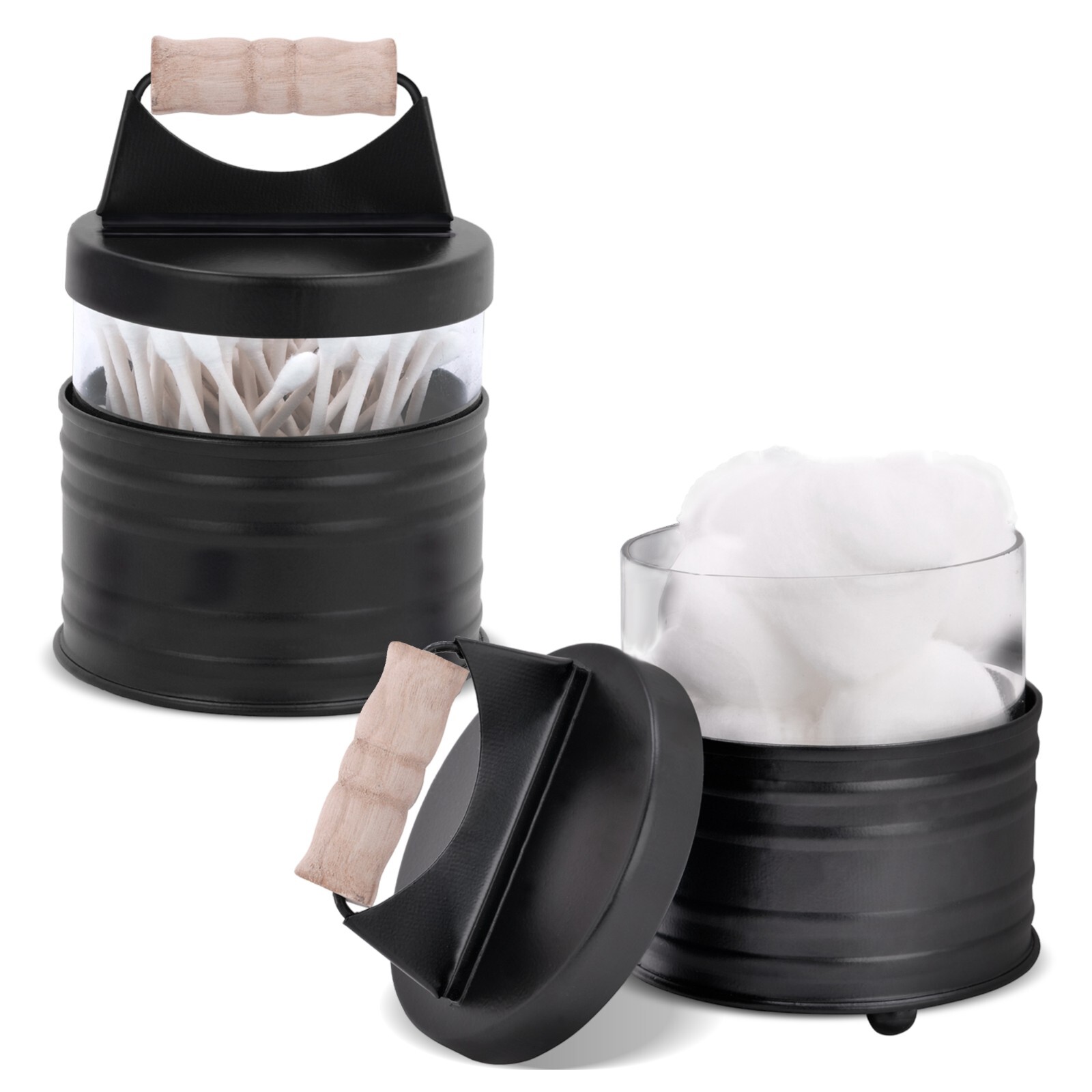 Autumn Alley Glass & Black Farmhouse Bathroom Apothecary Jar Set- 2 pieces