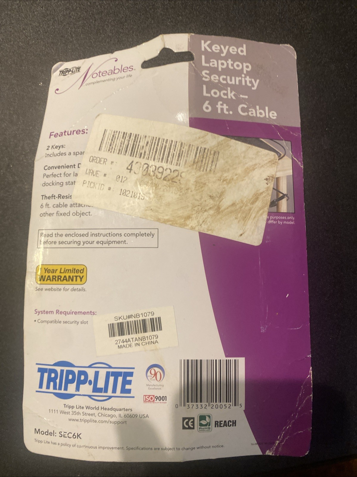 NEW Tripp Lite Combination Laptop Security Lock 6 ft. Cable SEC6C FREE S/H