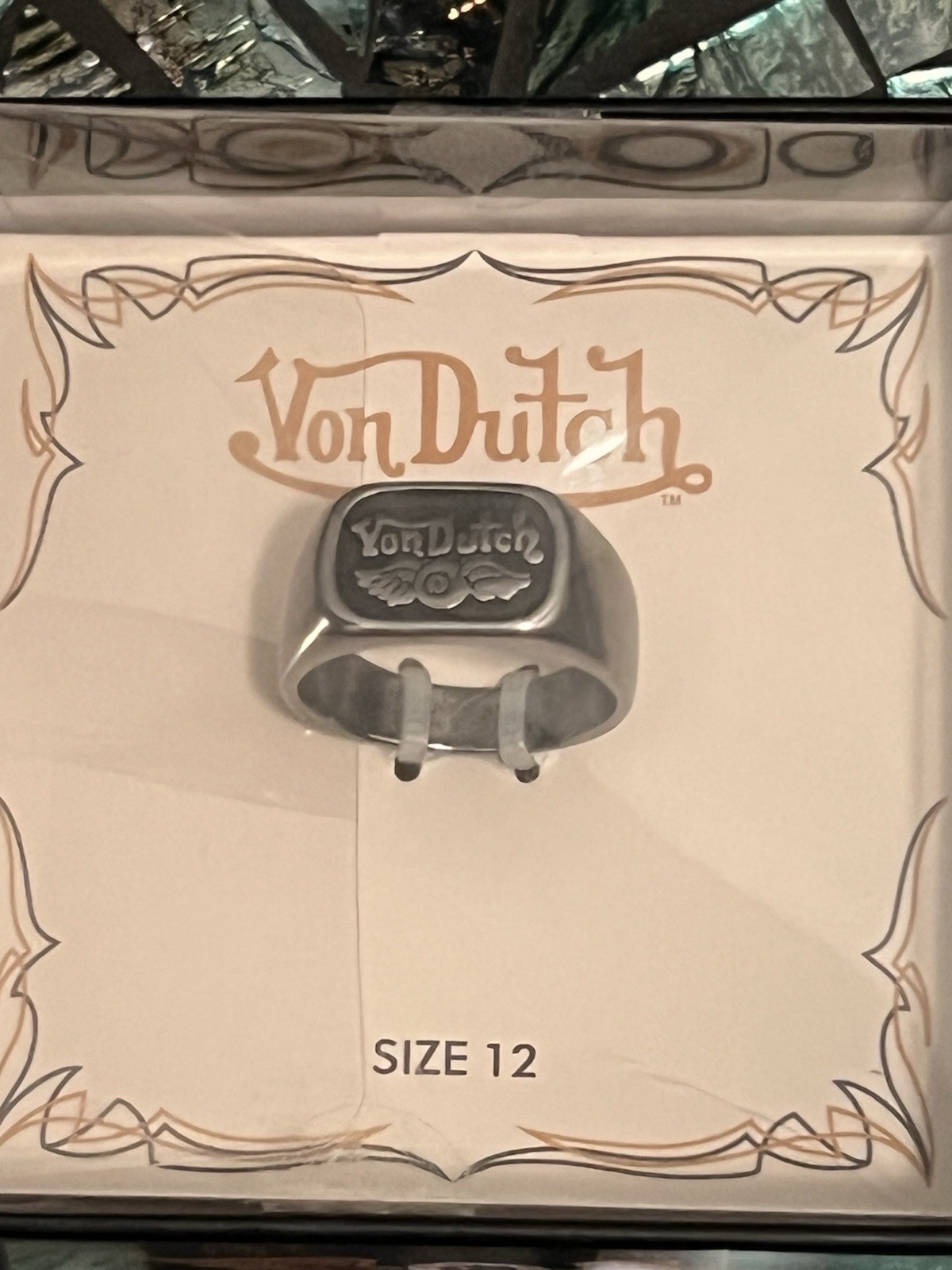 Von Dutch Men’s Stainless Steel Ring Sz 12 Silver NWT