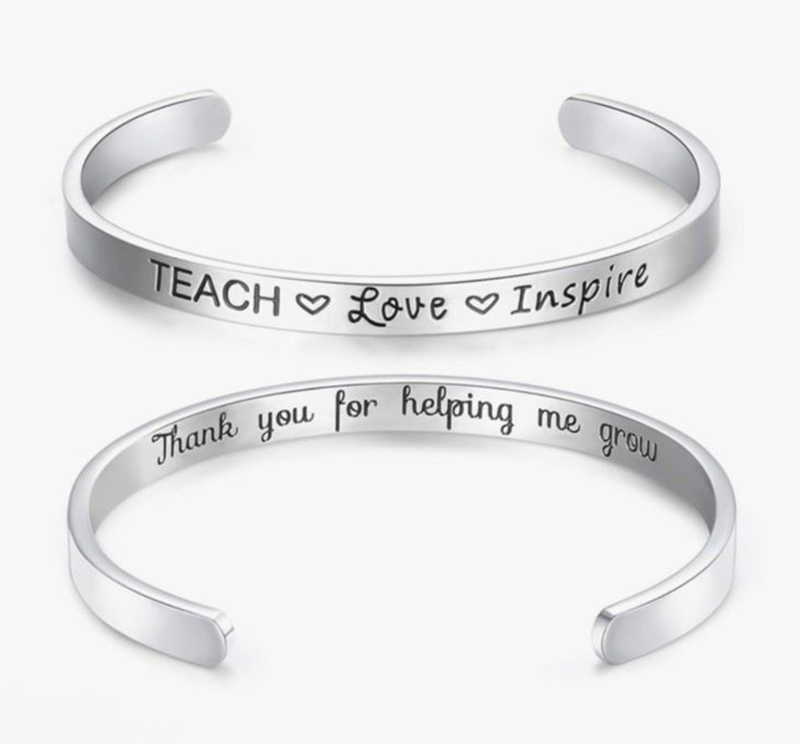 Teach Love Inspire Bracelet for Teacher Gift Stainless Steel Adjustable Cuff NEW