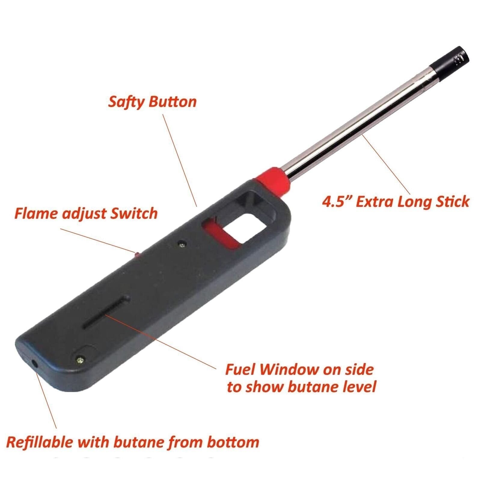 5 Pcs Refillable BBQ Lighter for Butane Kitchen Stove Fireplace Grill Candle
