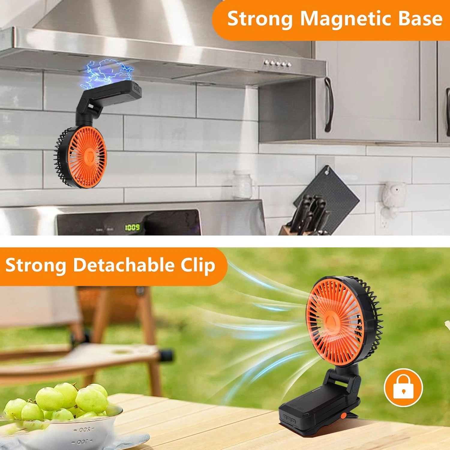Magnetic Golf Cart Fan, Portable USB Powered Fan with Strong Magnetic Base