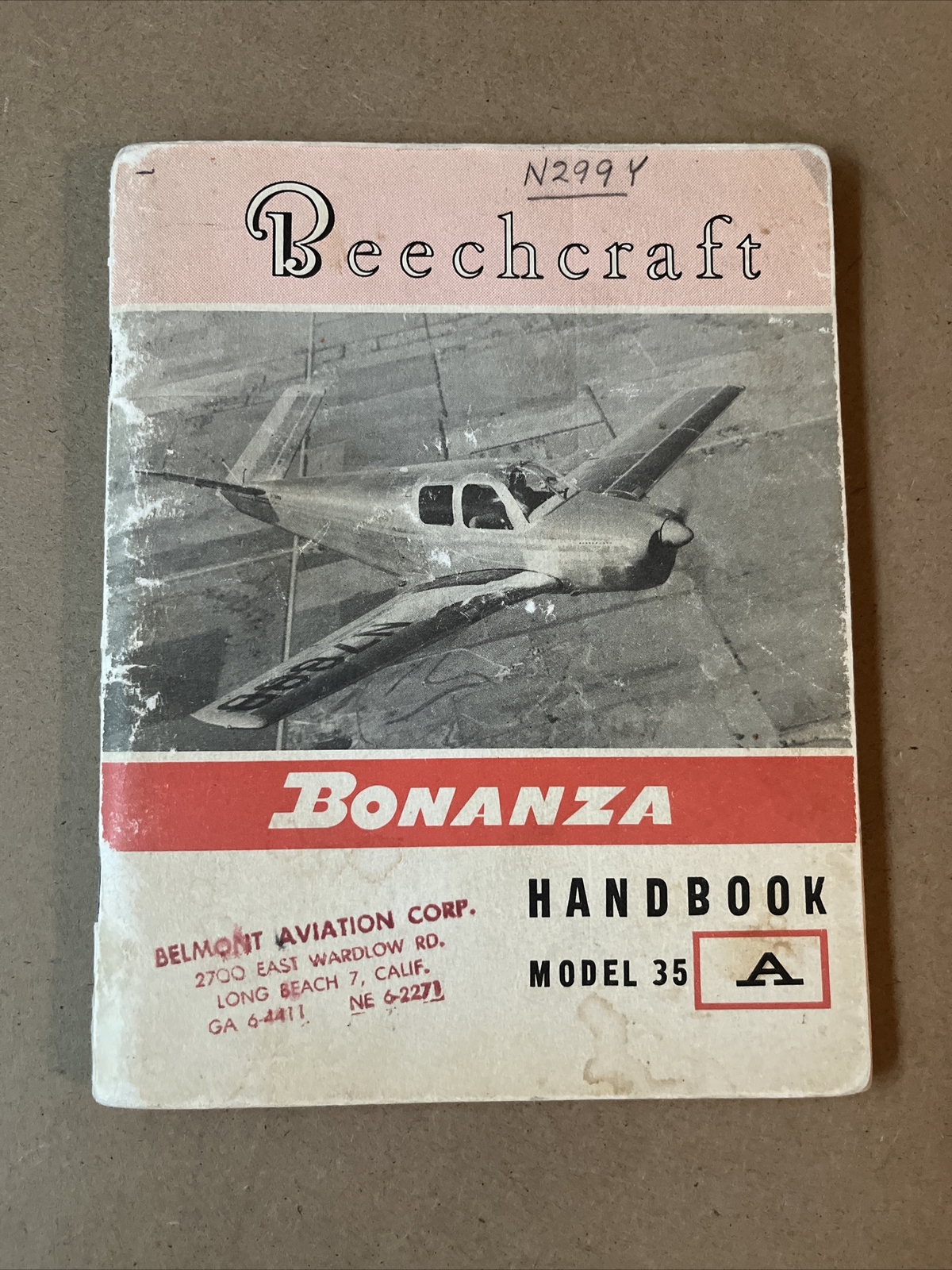 Beechcraft Bonanza Handbook Model 35 A Published 1948 Ref # 35-590049-71 Rare