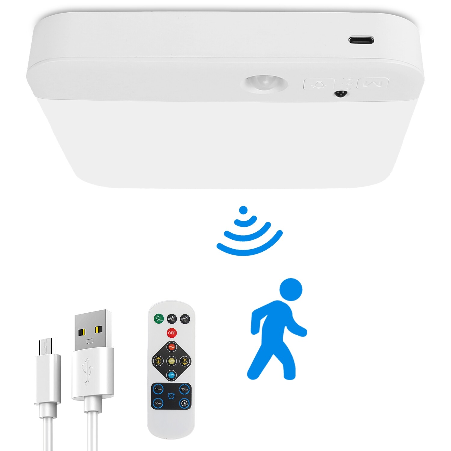Motion Sensor LED Ceiling Light for Closet Stairs Bathroom 4000mAh Rechargeable