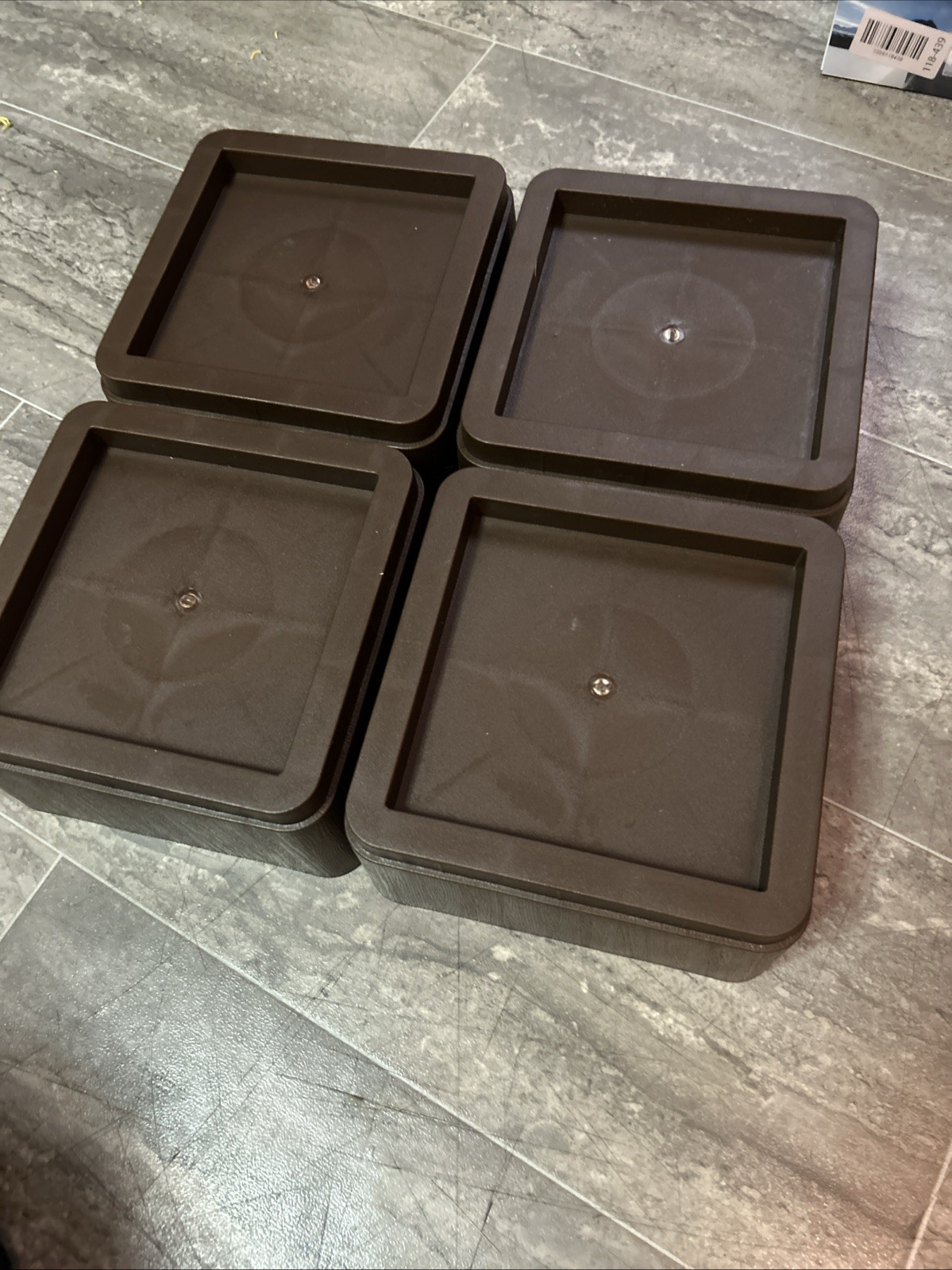 4 Pack 3 Inch Black Bed Risers, Stackable, Fits 5.5 Inch Leg, Heavy Duty Sofa
