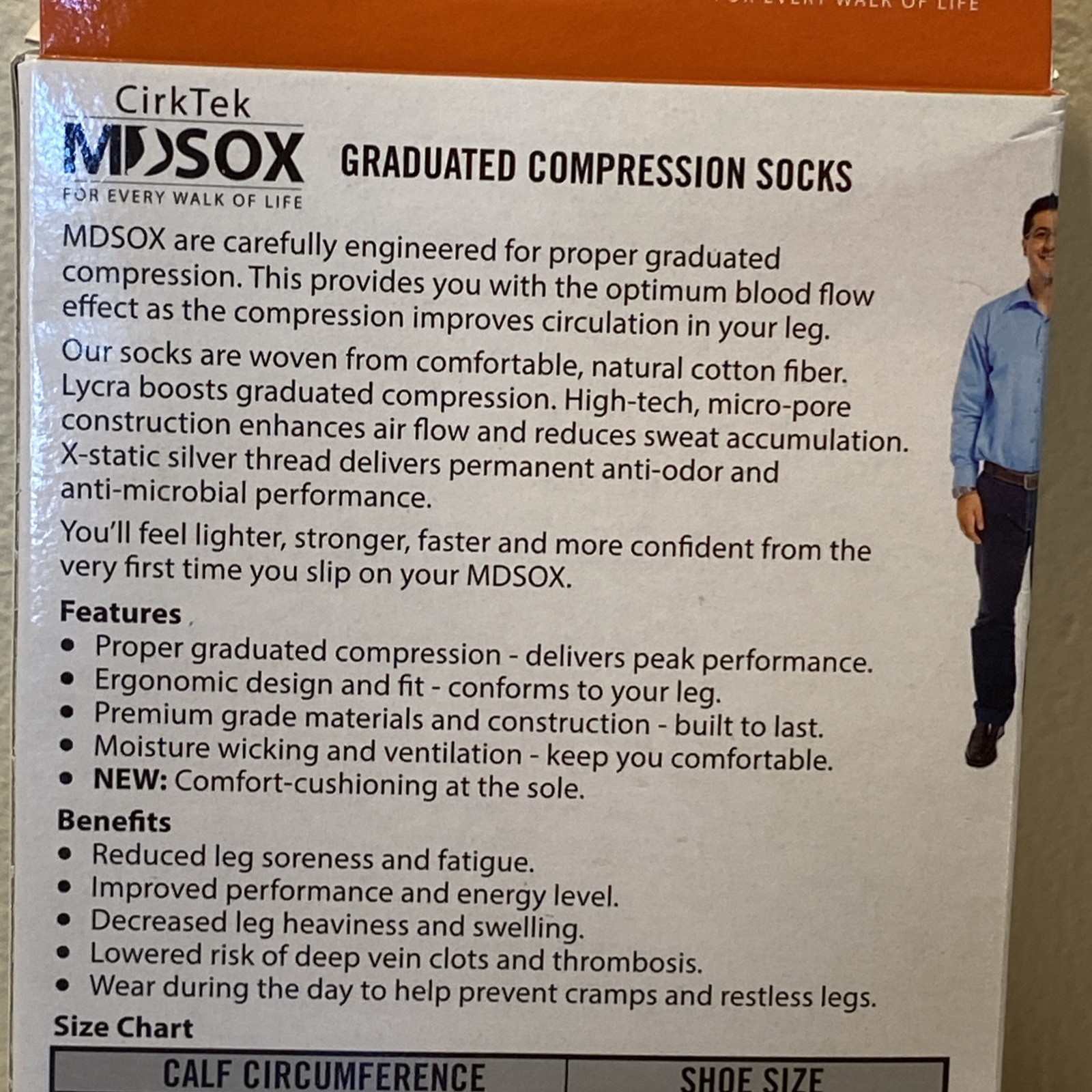 CirkTek MDSOX 20-30 mmHG Graduated Compression Socks Large White