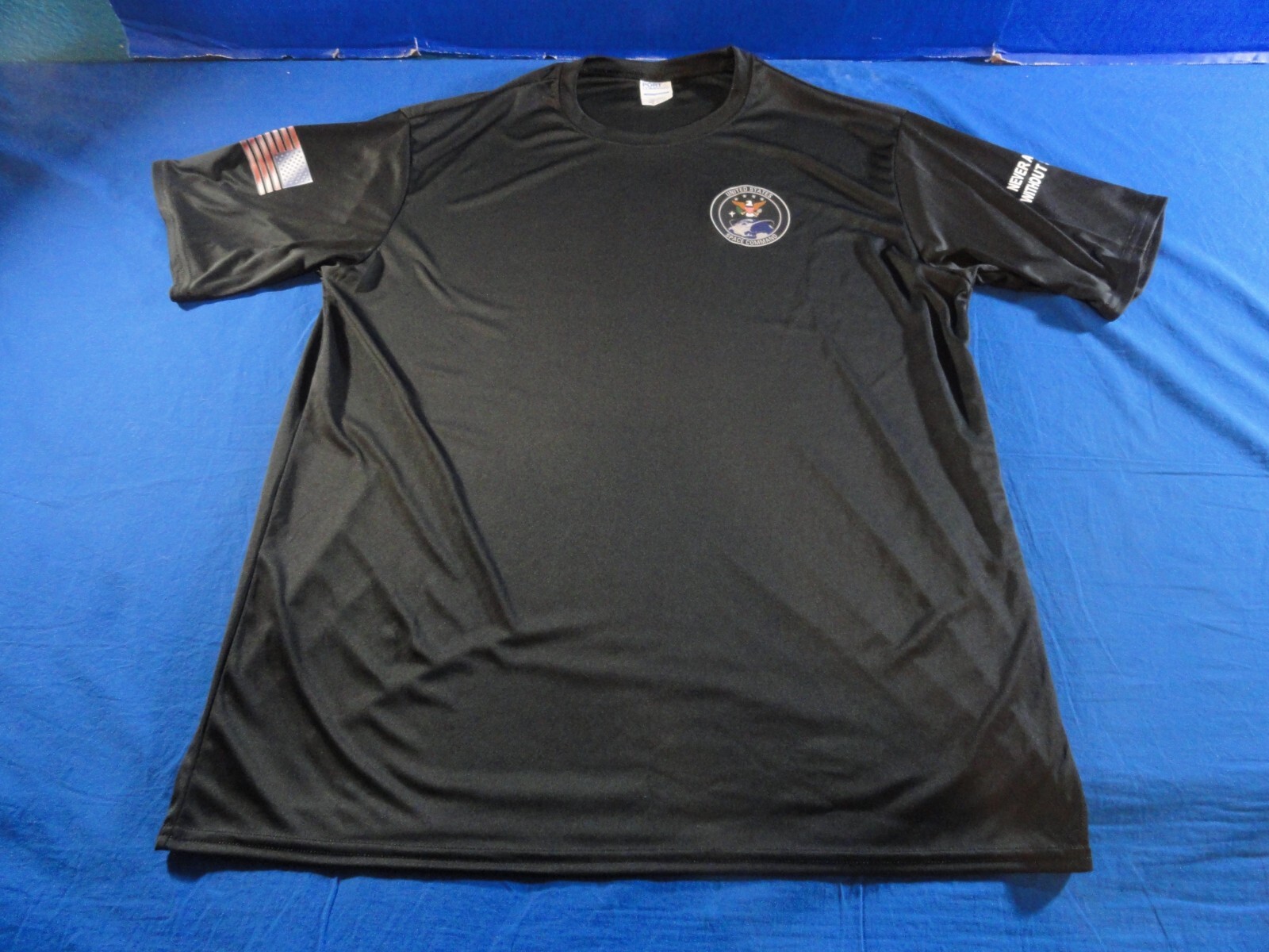 DISCONTINUED U.S. SPACE COMMAND NEVER A DAY WITHOUT SPACE BLACK UNIT SHIRT XL
