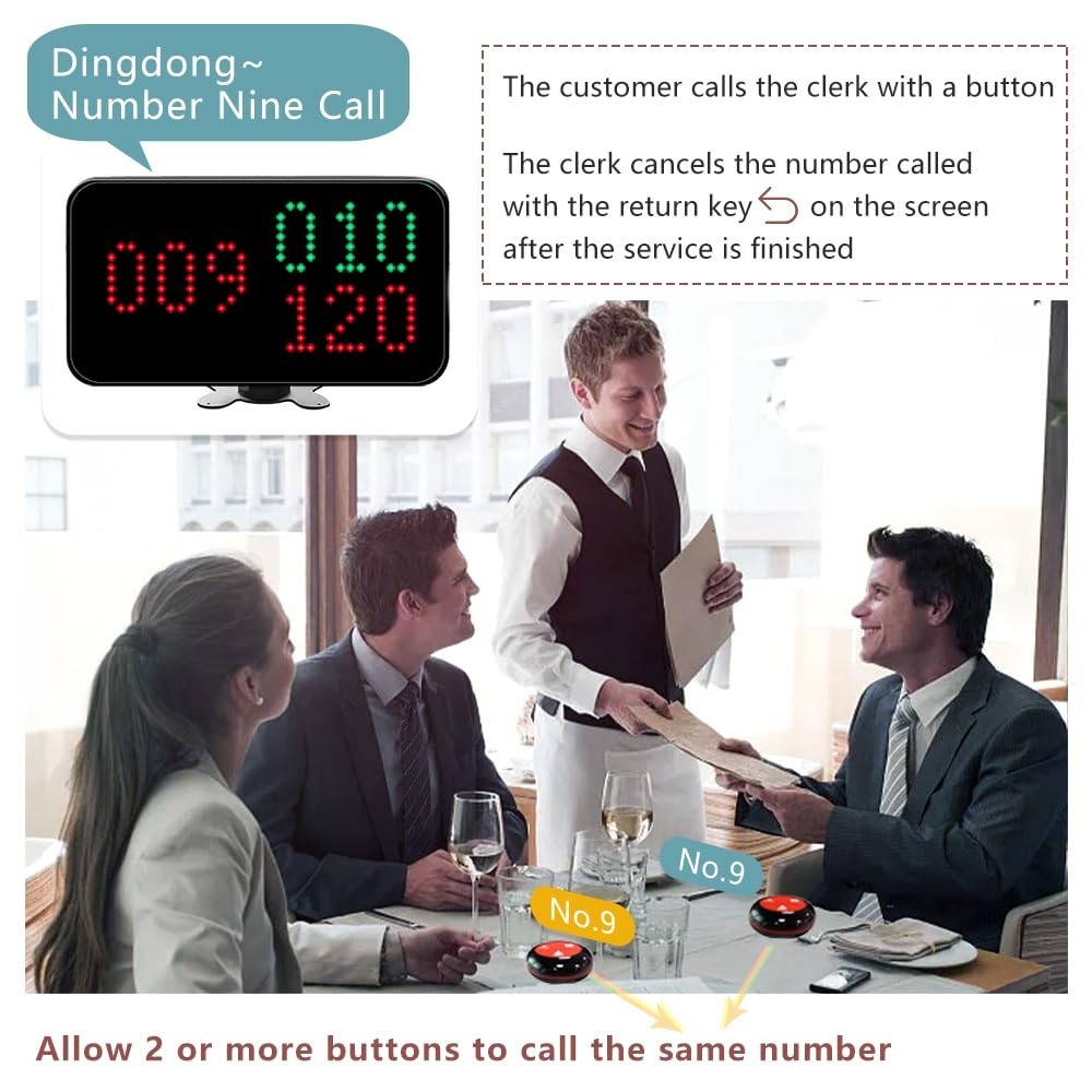 Wireless Calling System Call Waiter Pager 3 Digit Number Pagers
