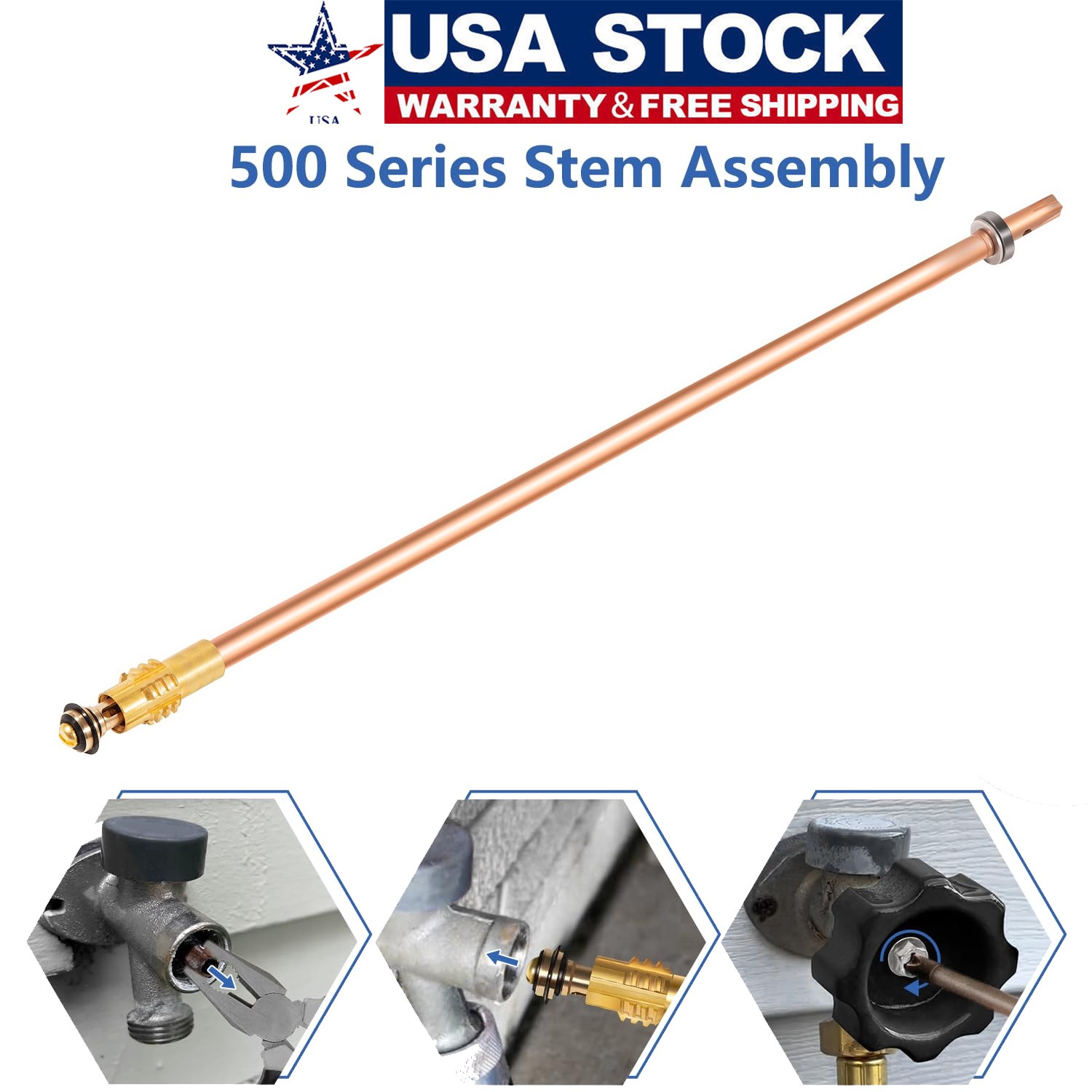 For Prier M-123-0095 Mansfield Style Stem Assembly for Sillcock 12 inch