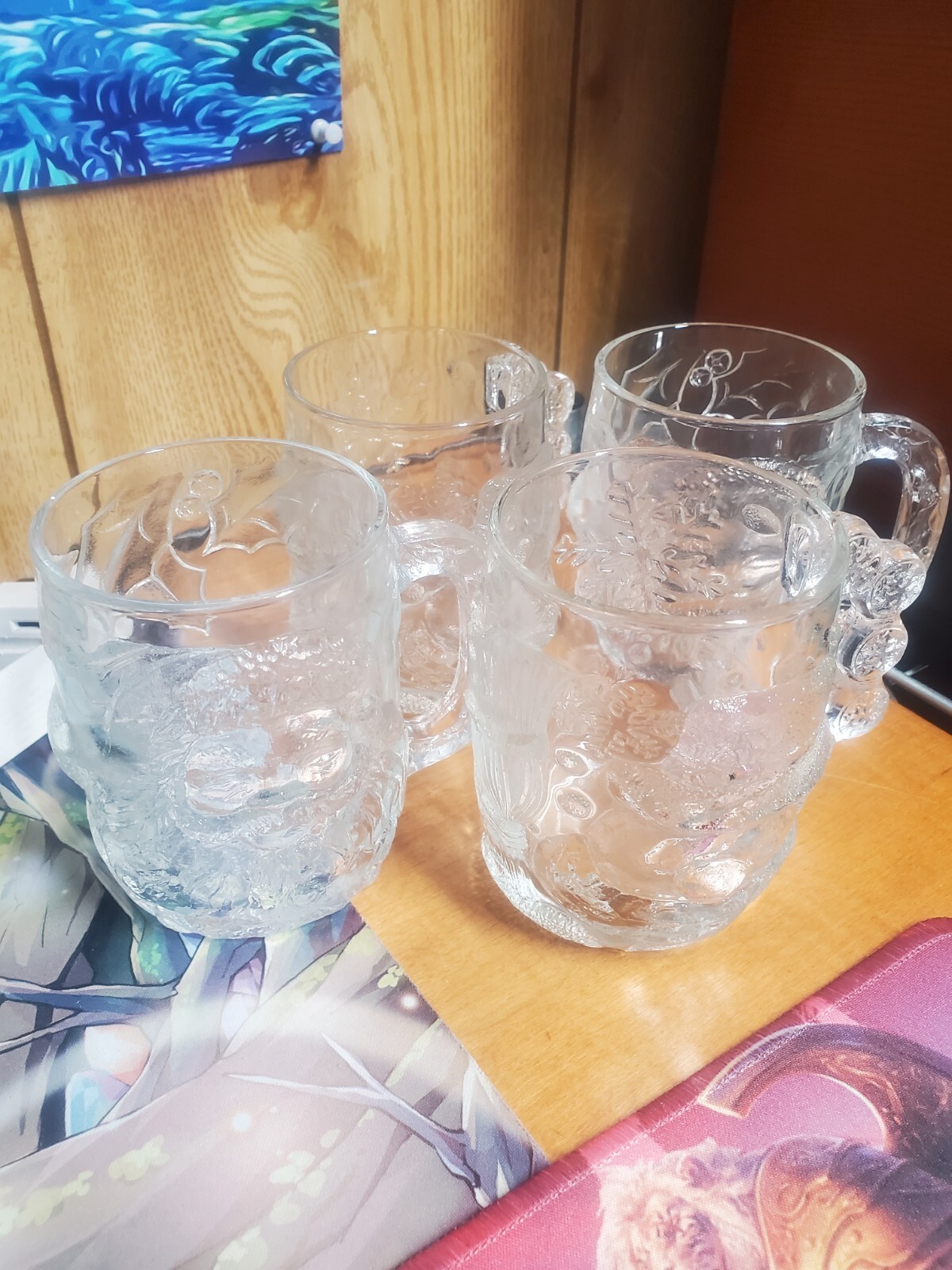 Luminarc Etched Christmas Glasses Santa & Snowman Set Of 4